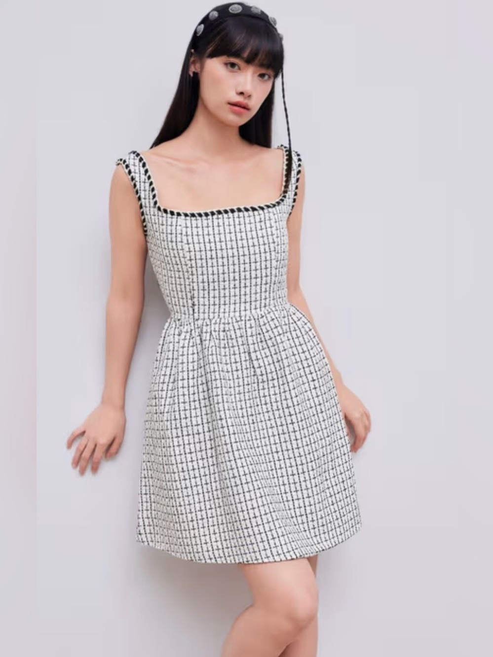 Cider Black/White/Gold Tweed Mini Dress Size Medium